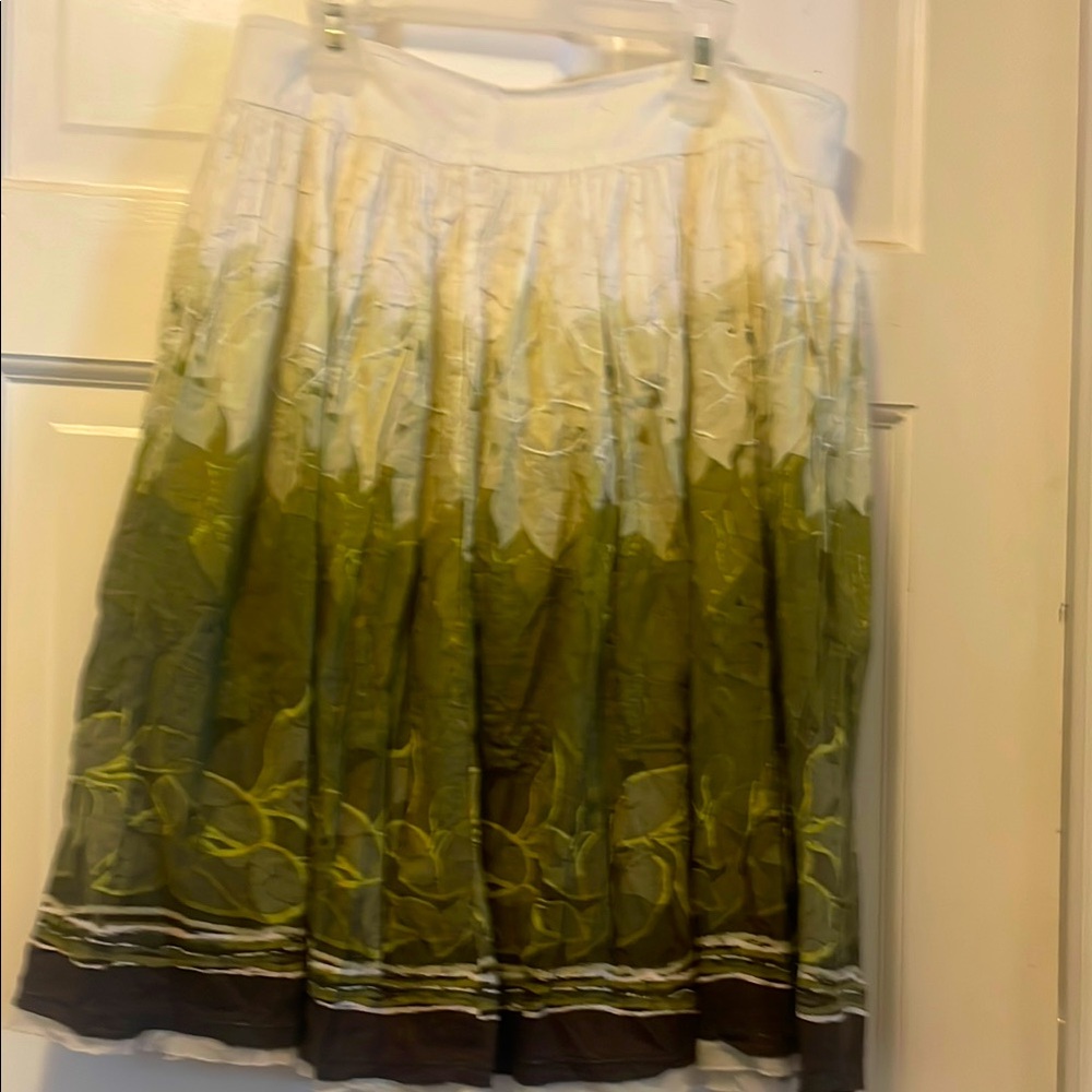 Alfani White and Green Cotton Summer Skirt
